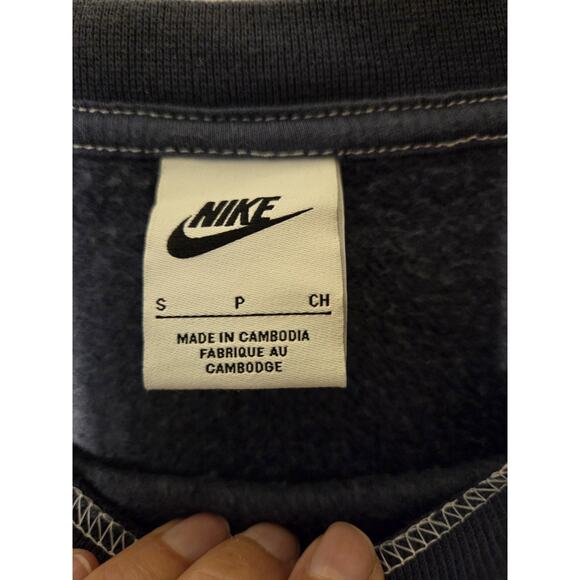 Nike Fleece Crew Sweatshirt in Thunder Blue & White Mens *Measures XL Relaxed - Picture 8 of 10